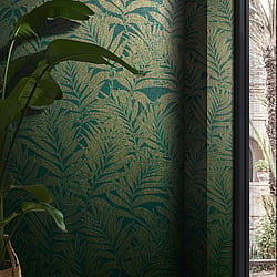 Galerie Wallcoverings Product Code 34007 - The New Design Book Wallpaper Collection - Green, Gold Colours - Botanical leaves design Design