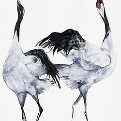 Galerie Wallcoverings Product Code 34595 - Kumano Wallpaper Collection - White, Black Colours - Painted Crane Mural Design