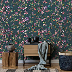 Galerie Wallcoverings Product Code 47454 - The New Design Book Wallpaper Collection - Grey, Blue, Green Colours - Summer Bouquet Design