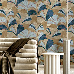 Galerie Wallcoverings Product Code 49326 - Stratum Wallpaper Collection - light blue blue gold Colours - Ginko Design