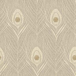 Galerie Wallcoverings Product Code AC60009 - Absolutely Chic Wallpaper Collection - Beige Grey Metallic Colours - Peacock Feather Motif Design