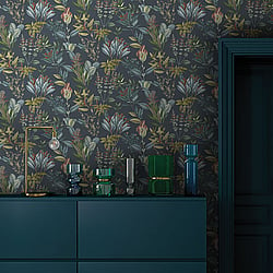 Galerie Wallcoverings Product Code BL22744 - Botanica Wallpaper Collection - Blue Colours - Mystic Floral Design