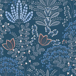 Galerie Wallcoverings Product Code FL61128 - Flourish Wallpaper Collection - Blue/Grey Colours - Dreaming Garden Motif Design