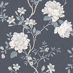 Galerie Wallcoverings Product Code G45303 - Vintage Roses Wallpaper Collection - Dark Blue Beige Colours - Magnolia Design