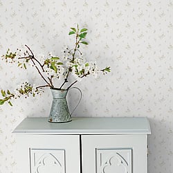 Galerie Wallcoverings Product Code G67916 - Miniatures 2 Wallpaper Collection - White Cream Colours - Small Floral Sprig Design