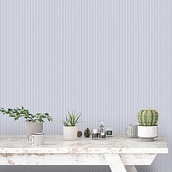 Galerie Wallcoverings Product Code G67927 - Miniatures 2 Wallpaper Collection - Blue White Colours - Ticking Stripe Design