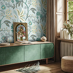 Galerie Wallcoverings Product Code TJ41104 - Mulberry Tree Wallpaper Collection - Blue Colours - Kew Design