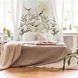 Galerie Wallcoverings Product Code WH45240M - Welcome Home Murals Wallpaper Collection - Yellow, Grey, Green Colours - Birdsong in Bloom Design