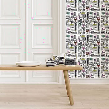 Galerie Wallcoverings Product Code 14100 - Marimekko 5 Wallpaper Collection - White Black Pink Red Yellow Green Blue Colours -  