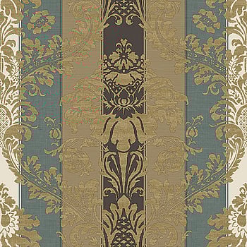 Galerie Wallcoverings Product Code 3913 - Italian Damasks 3 Wallpaper Collection - Blue Brown Black Gold Colours -  