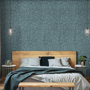 Galerie Wallcoverings Product Code 81269 - Feel Wallpaper Collection - Petrol Green Silver Grey Charcoal Colours -  