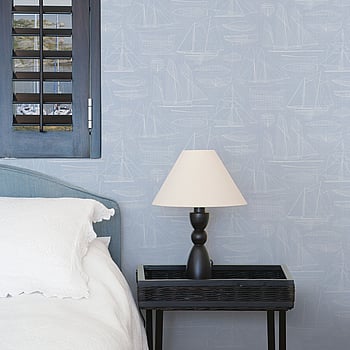 Galerie Wallcoverings Product Code G23327 - Deauville 2 Wallpaper Collection - Sky Blue White Colours -  