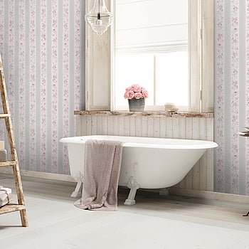 Galerie Wallcoverings Product Code MC61049 - Maison Charme Wallpaper Collection - Grey, Pink, White Colours -  