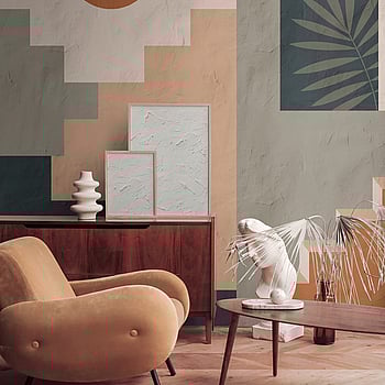 Galerie Wallcoverings Product Code WH45261M - Welcome Home Murals Wallpaper Collection - Blue, Cream, Orange Colours -  